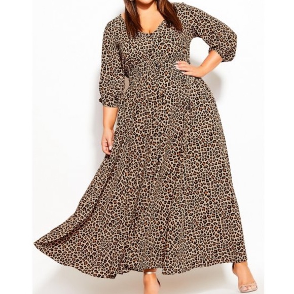 City Chic Dresses & Skirts - NWT City Chic Womens Plus Size Cheetah Maxi Dress size small 16